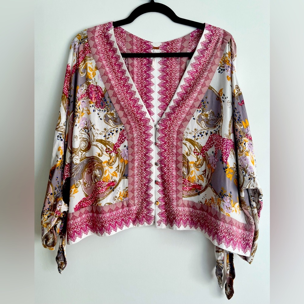 NWOT Free People Multi-Color Paisley Print boho top Size Small